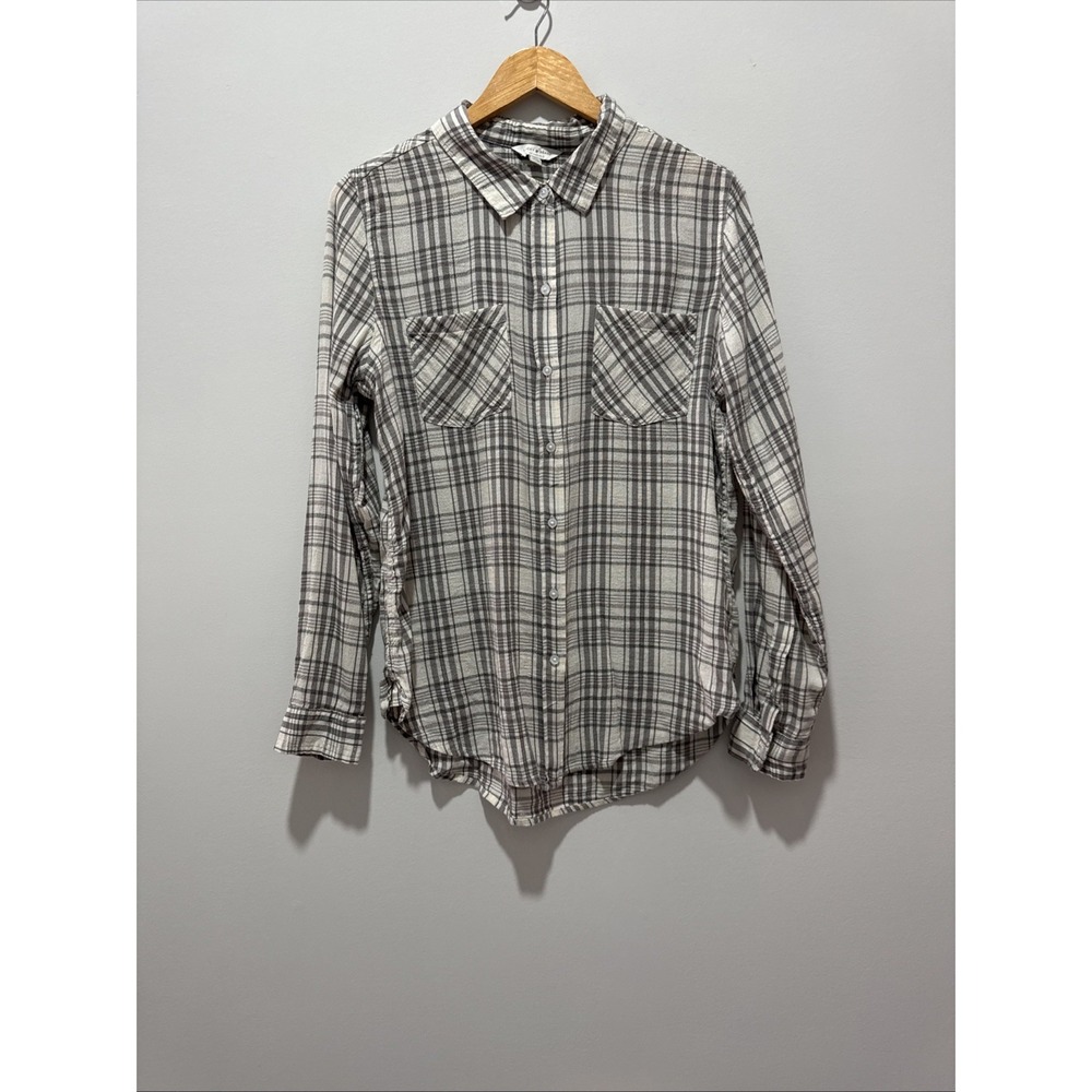Lucky Brand Womens Plaid Long Sleeve Button Down Size Medium Color Tan/Beige